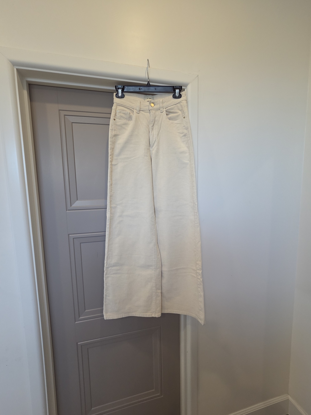 DL1961 Cream Wide-Leg High-Rise Jeans